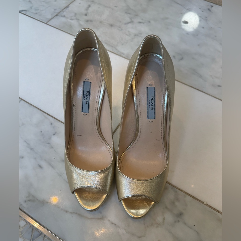 Prada Metallic Gold Pumps size 7.5